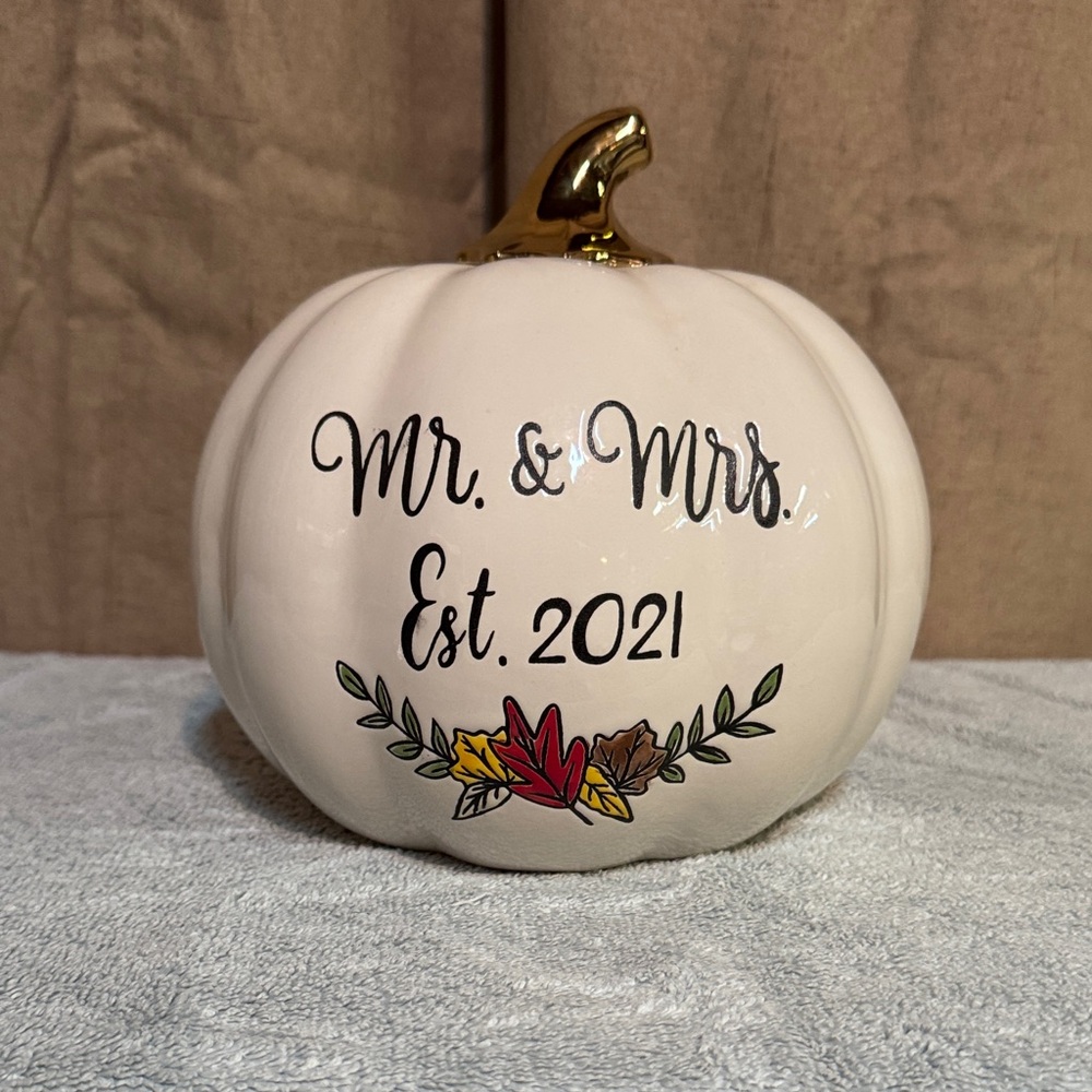 “Mr. & Mrs. Est. 2021” Pumpkin